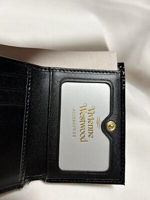 Vivienne Westwood Clasp Trifold Wallet Enamel Fabric  Orb outlet Black NEW