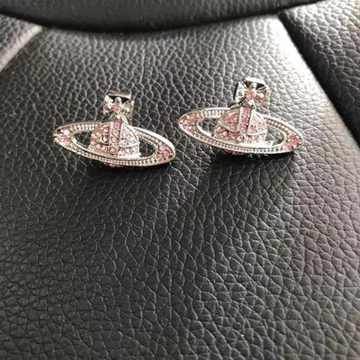 Vivienne Westwood Minibus Relief Orb Silver Pink Necklace Earrings Set No box