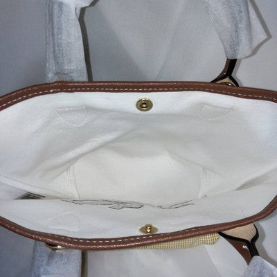 Longchamp Le Pliage M size Tote Bag Handbag Shoulder bags Brown Leather