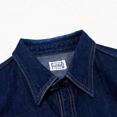 The Flat Head Denim Work Shirt Indigo Size 40 Denim Cotton One wash