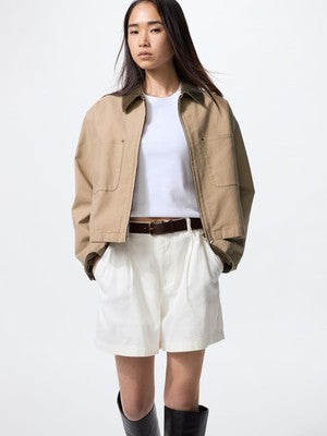 see description 4colors UNIQLO zip-up short jacket casual short length Women