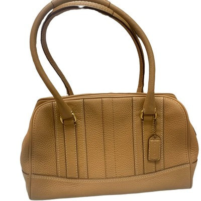 COACH Peppled Satchel Handbag Shoulder bags Zip bag Leather beige 10526