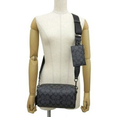 Coach Bag Men's Shoulder Bag Axel Crossbody Signature Canvas CJ674 QBO4GCharcoal