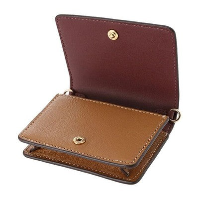 COACH Signature coin case chain mini wallet brown OUTLET Rainbow Leather