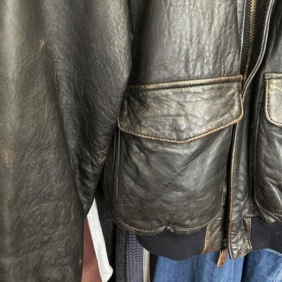 AVIREX TYPE A-2 Bomber Girl Leather Jacket flight jacket Size S Black 1990'