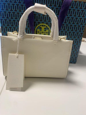 Tory Burch white handbag Shoulder Strap Leather Magnetic snap closure bridge