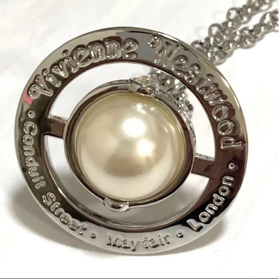 Vivienne Westwood Necklace Small Orb Pearl Dome Type Silver Pendant Necklace