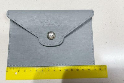 Longchamp Hand bag Clutch Bag Leather Pouch Multi-Case Gray Leather Second bag