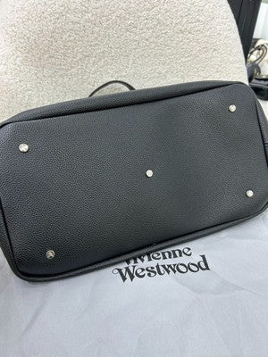 Vivienne Westwood Hamilton Tote Bag Orb Logo Leather Grain Black Outlet Products