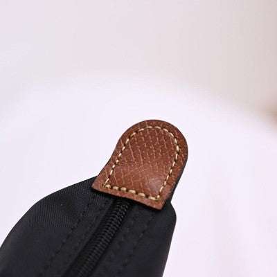 Longchamp L size Nylon Tote Bag Handbag  Business Bag Black × Brown