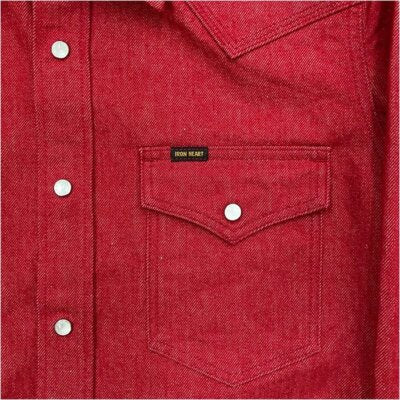 check description IRON HEART IHSH-396/13oz Color Denim Western Shirt biker Red