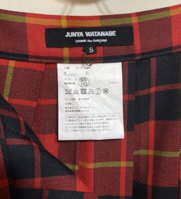 JUNYA WATANABE Pleated skirt, check pattern, women's skirt, size S, red