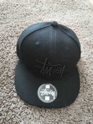 STUSSY Snapback Cap Hat black logosp
