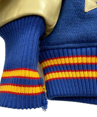 【M】 WHITESVILLE WV10934 Leather Stadium Jumper Varsity Jacket Blue x Beige