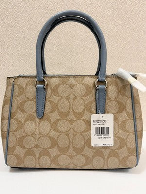 COACH Signature 2way Handbag Tote Bag Shoulder bag Light Khaki Leather F67027