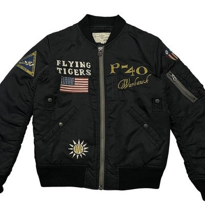 Avirex MA-1 Flight Jacket Flying Tiger Men's Black Size M Embroidered Patches