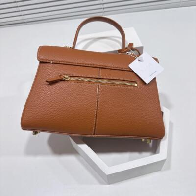 cafune brown leather shoulder bag large, brown, with metal fittings
