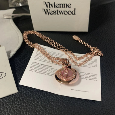 Vivienne Westwood Tiny Orb Necklace, Rose Gold, 42cm Chain, Box Included