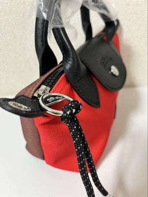 Longchamp Le Pliage Limited Collection XS size Tote Bag Handbag Red Leather
