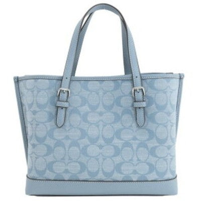 COACH Mollie Tote 25 Shoulder Bag Signature Chambray Light Blue CH228 Outlet New