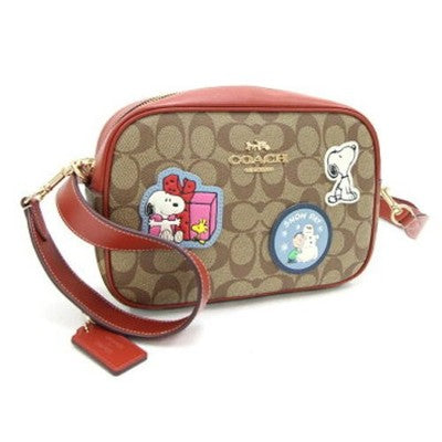 Coach Shoulder Bag PEANUTS Collaboration Jamie Camera Bag CF304 Beige Brown PVC