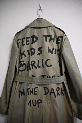 JUNYA WATANABE COMME des GARÇONS Trench Graphic Print Coat Size XS Olive
