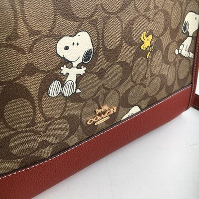 COACH x Peanuts Shoulder Tote Bag Dempsey Carryall Snoopy Woodstock CE862 New
