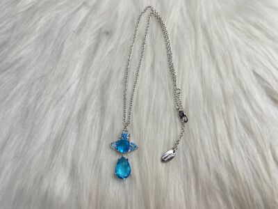 Vivienne Westwood Blue Water Drop Cubic Zirconia Necklace Silver and blue