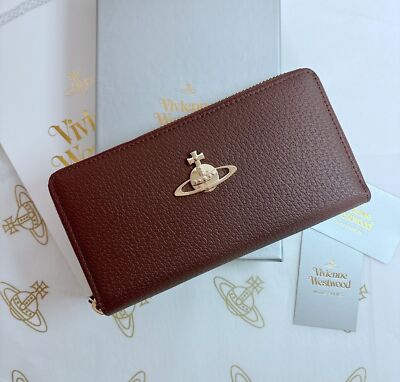 Vivienne Westwood Long Wallet Unisex Brown, Gold Hardware
