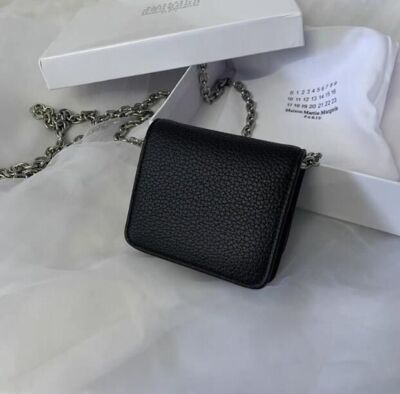 see description 2color Maison Margiela Chain Shoulder Mini Wallet LeatherBi-fold