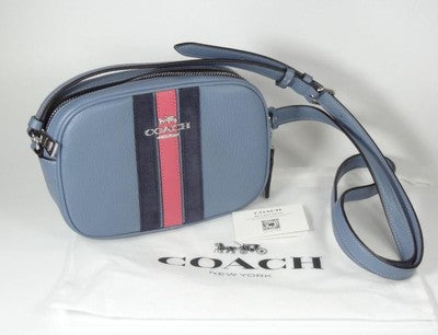 COACH  SVUOI mini jamie camera bag varsity stripe Silver/Indigo Multi CB868