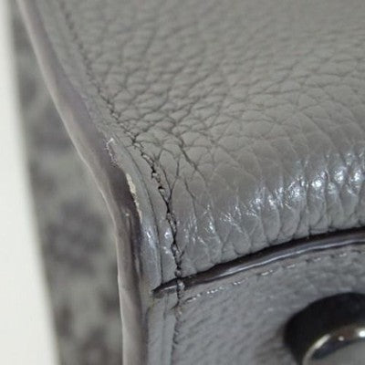 Coach Python Pattern 2way Shoulder Bag Handbag Zip bag Grey Lrather Women's
