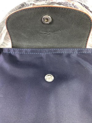 Longchamp L size Tote Bag Hand bag Nylon bag zipper bag Black and Red Leather