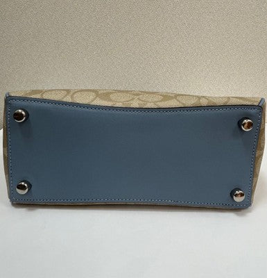 COACH Signature 2way Handbag Tote Bag Shoulder bag Light Khaki Leather F67027