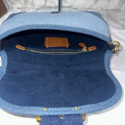 COACH Soho Shoulder Bag Upcycled Repurposed Denim Blue CR737 outlet