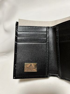 Vivienne Westwood Clasp Trifold Wallet Enamel Fabric  Orb outlet Black NEW