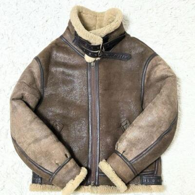 AVIREX B3 Flight Jacket Mouton jacket Sheepskin Boa Dark Brown Size 40 L