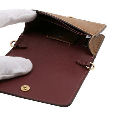 COACH Signature coin case chain mini wallet brown OUTLET Rainbow Leather