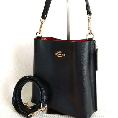 Coach CA177 Shoulder Bag Molly Bucket Bag Leather Black Top Handle Premium Price