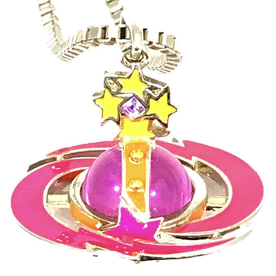 Vivienne Westwood Small Orb Necklace Shooting Star Pink Star Chain 45cm
