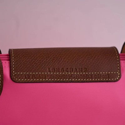 see description 3size Longchamp Le Pliage Tote Bag Handbag Pink Leather