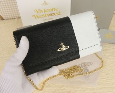 Vivienne Westwood Bi-fold Long Wallet Chain Shoulder Bag 69VV237 Orange Black