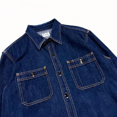 The Flat Head Denim Work Shirt Indigo Size 40 Denim Cotton One wash