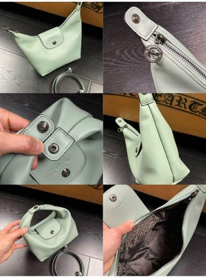 LONGCHAMP mini tote bag 2WAY shoulder bag Handbag Light Green Leather
