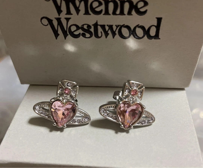 Vivienne Westwood Ariela Orb Heart Earrings, Silver Pink (Includes Accessories)