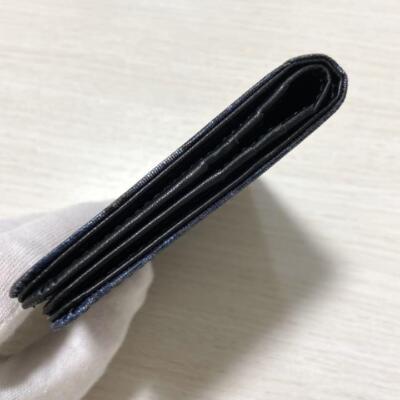 Kyoto traditional Nishijin weave leather bifold wallet indigo dyed 1C