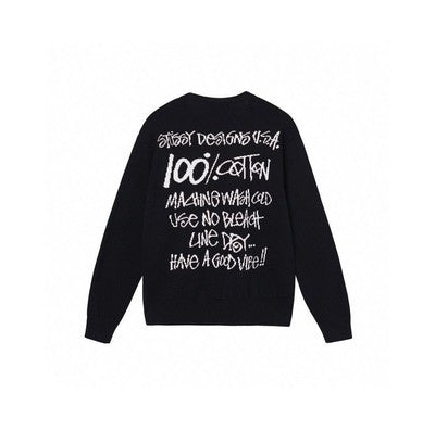 see description size S-XL stussy long-sleeved sweater knit collar Beige Black