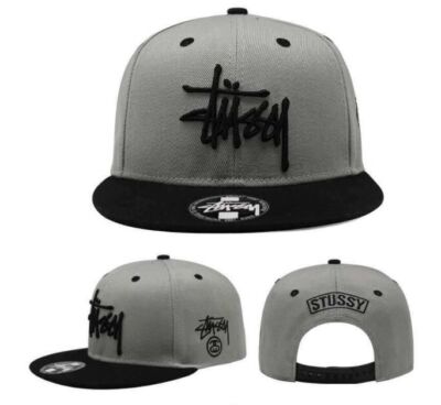 check description chose color STUSSY Snapback Cap Hat black Gray White Red logo