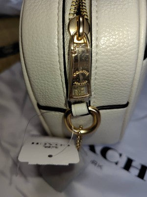 COACH CC790 Jamie Crossbody Bag White Dancing Kitten Cat Print Gold Chain