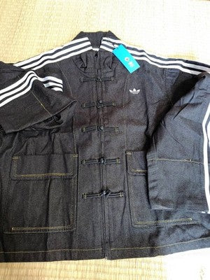 Black adidas China Track Top Denim Soft Loose Jacket acs